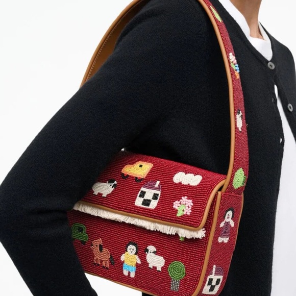 STAUD Red Embroidered Tommy Handbag - Picture 2 of 3